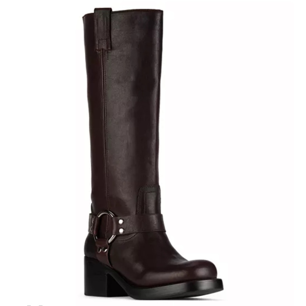 Jeffery Campbell REFLECTN Harness Brown Leather Moto Boots - Picture 4 of 16